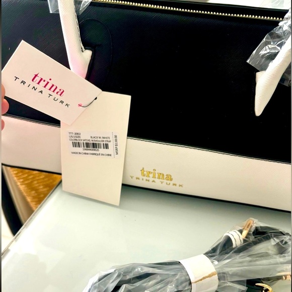 TRINA Turk Colorblock satchel with shoulder strap. Retail $138 - Picture 7 of 8